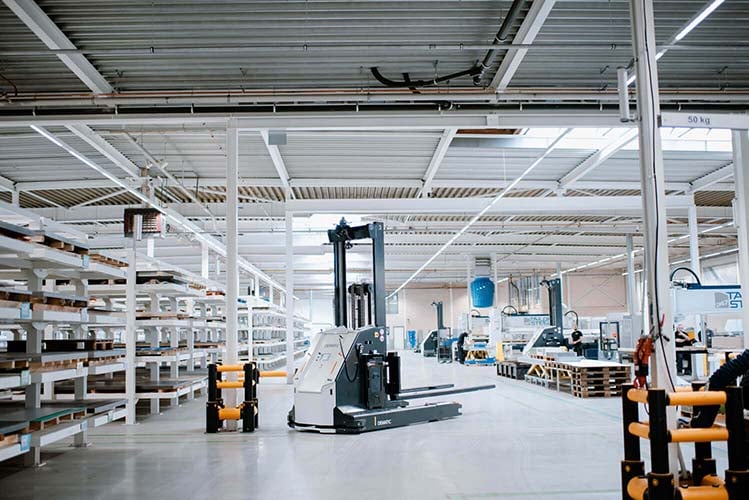 Automated guides vehicle (AGV) in the factory