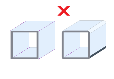 Skizze Vierkantrohr Radius falsch